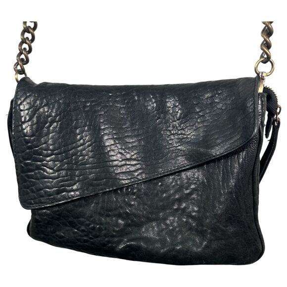 Maxon Collection Italy Pebbled Leather Nappa Crossbody Chain Strap Handbag Purse - Picture 1 of 6